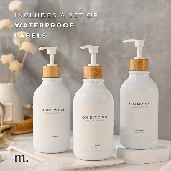 MAISONOVO  3 REFILLABLE SHAMPOO AND CONDITIONER BOTTLES SET - Picture 2 of 7